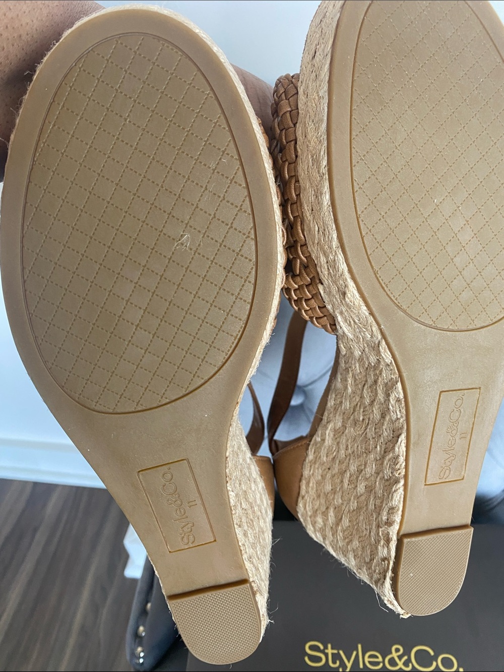 NWT Style & Co. Tan Braided Espadrille Wedge Sandals - Picture 15 of 16
